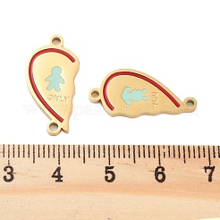 Dijes de conector de corazón con esmalte de ladrillo refractario de acero inoxidable 304 con baño de iones (IP) para San Valentín.&nbsp;STAS-Z078-13G