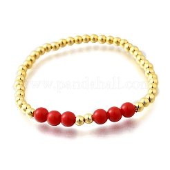 Braccialetti elastici in perle rotonde imitazione abs per le donne&nbsp;BJEW-D317-12B-G