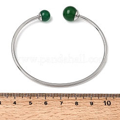 Bracelets torque en acier inoxydable 304 et pierres précieuses naturelles&nbsp;BJEW-H644-10P