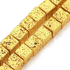 Fili di perle di roccia lavica naturale elettrodeposta&nbsp;G-E602-03-B