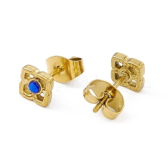 Capriblaue quadratische Ohrstecker mit Strassen&nbsp;EJEW-P212-25G