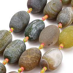 Chapelets de perle en agate naturelle patinée&nbsp;G-A321-M02-01