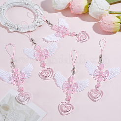 5 pz di decorazioni pendenti con fiocco a forma di ali d'angelo in plastica&nbsp;AJEW-ME0002-80