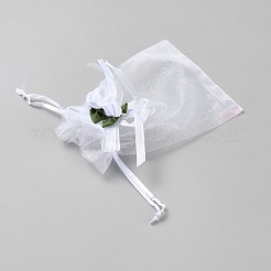 Organza-Kordelzugbeutel mit 3D-Blume&nbsp;OP-WH2002-01B-01