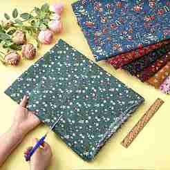 Tela estampada de algodón y lino con diseño floral.&nbsp;AJEW-FZC0003-01A