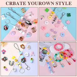 80 pièce de perles focales rondes en silicone de 4 styles&nbsp;SIL-SZ0001-22F