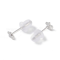 Anlaufgeschützte rhodinierte Ohrstecker aus feinem Silber mit Blumenmotiv für Damen&nbsp;EJEW-S215-02P