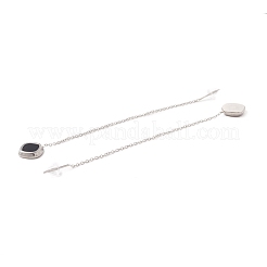 Lunga catena con orecchini pendenti a rombo smaltato&nbsp;EJEW-A067-03P