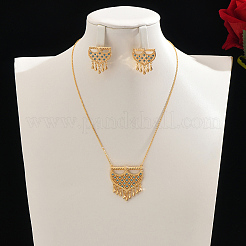 Elegante set di orecchini e collane in ottone micro pavé di zirconi cubici in stile mediorientale per donna&nbsp;CH1454