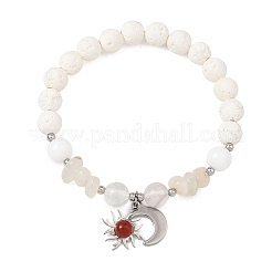 Bracelets extensibles en éclats de pierre de lune blanche naturelle&nbsp;BJEW-JB14300