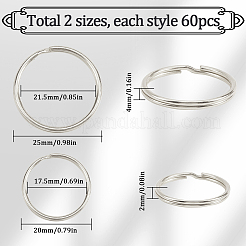 120 Stück 2 Stile geteilte Eisen-Schlüsselanhänger&nbsp;FIND-SC0013-32P