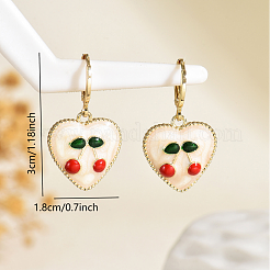 Pendientes de aro de latón con forma de corazón y cereza&nbsp;UQ5961-2