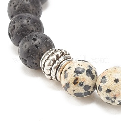 Bracelet extensible en pierre de lave naturelle et pierres précieuses avec perles de jésus en alliage&nbsp;BJEW-JB08013