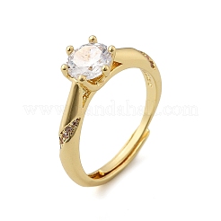 Messing-Fingerringe mit Mikropflaster und klarem Zirkonia für Damen&nbsp;RJEW-U049-05G