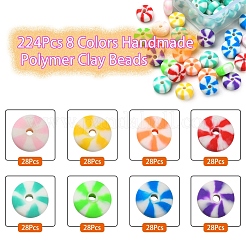 224 Stück 8 Farben handgefertigte Polymer Clay Perlen&nbsp;CLAY-YW0001-53