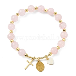 Naturel a augmenté de perles rondes de quartz étirer bracelets&nbsp;BJEW-JB14147-01