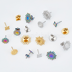 18 pieza de accesorios para pendientes de acero inoxidable 304 con forma de cuadrado y sol de 9 estilos&nbsp;STAS-UN0046-39
