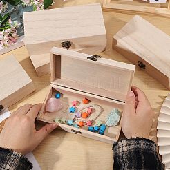 Cajas de almacenamiento de madera con tapa abatible y cierres metálicos&nbsp;CON-WH0095-230