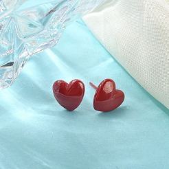 Orecchini a bottone con cuore in ceramica ipoallergenica in bioceramica con zirconi&nbsp;EJEW-C065-02C