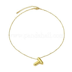 Collier pendentif lettre initiale en acier inoxydable 304 avec placage ionique (IP)&nbsp;NJEW-R265-05G-T