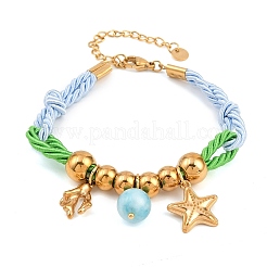 Bracelets à breloques en acier inoxydable 304 et verre&nbsp;BJEW-K247-02G