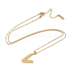 Collares colgantes de acero inoxidable 304 con letra inicial y baño de iones (IP)&nbsp;NJEW-M199-01G-V
