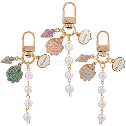 2 set di decorazioni pendenti in lega di conchiglia smaltata&nbsp;HJEW-SC0002-02