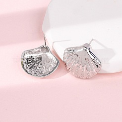 Boucles d'oreilles à tige en laiton en forme de coquillage&nbsp;EJEW-H165-02B-P
