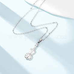 Collares con colgante de violín de acero inoxidable 304 y cadena de cable para hombres y mujeres&nbsp;NJEW-K308-11P