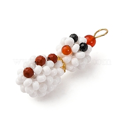 Pendentifs bonhomme de neige en perles de verre de Noël&nbsp;PALLOY-MZ00789-02