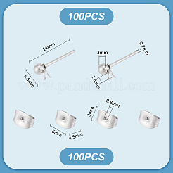 100 pz 304 acciaio inossidabile perno a sfera orecchini&nbsp;STAS-UN0056-35