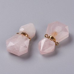 Colgantes de botella de perfume de cuarzo rosa natural hexagonal&nbsp;G-H241-03F-G