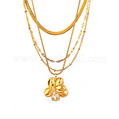 Colliers à pendentifs multicouches en acier inoxydable 304 pour femmes&nbsp;WG40374-01