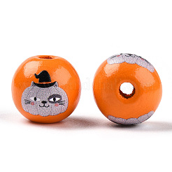 Halloween-Thema Holz europäische Perlen&nbsp;WOOD-N016-04K