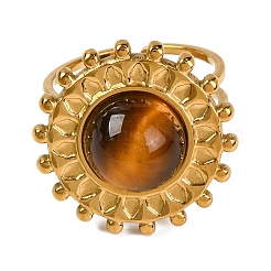 Runde Fingerringe aus natürlichem Tigerauge&nbsp;RJEW-Q822-16G-01