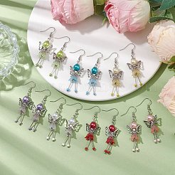 Orecchini pendenti in vetro di perle e acciaio inossidabile 304 per donna&nbsp;EJEW-JE05907