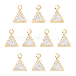 10 ciondolo a triangolo in ottone micro pavé di zirconi cubici&nbsp;KK-TADJ0001-25