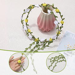 2 guirnalda de rosas artificiales de poliéster de 2 colores para el cabello.&nbsp;AJEW-CP0008-26E