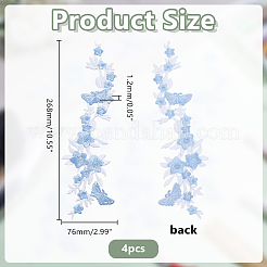 4 Stück bestickte Polyester-Kragendekoration zum Aufnähen/Aufbügeln.&nbsp;DIY-HY0003-51A