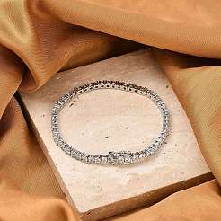 Messing-Armbänder mit Mikropflaster und klaren Zirkonia für Damen&nbsp;BJEW-M047-03P
