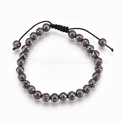 Braccialetti di perle intrecciate in pietra lavica naturale elettrolitica&nbsp;BJEW-O162-H