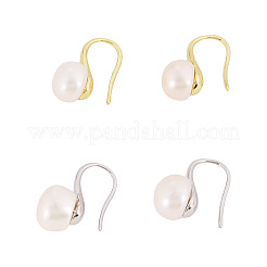 2 paio di orecchini pendenti in ottone con perle naturali di 2 colori&nbsp;PEAR-TA0001-52