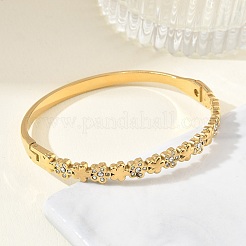 Bracciali rigidi da donna in acciaio inossidabile 304 con strass e chiusura a cerniera.&nbsp;BJEW-Z178-02G