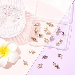 18 pièce 9 styles de liens/connecteurs en verre transparent pavé en laiton&nbsp;GLAA-FS0002-35