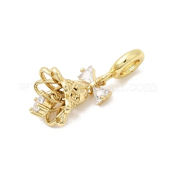 Charms pendenti europei in ottone con micro pavé di zirconi cubici&nbsp;KK-L258-07G-01