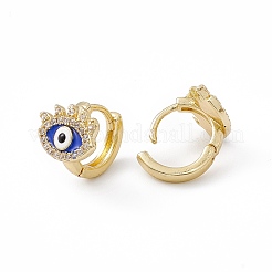 Orecchini a cerchio malocchio in zirconia cubica trasparente con smalto&nbsp;EJEW-I270-12G-04