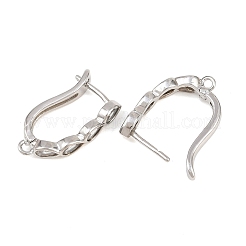 Boucles d'oreilles créoles en laiton avec pavé de zircon cubique transparent&nbsp;KK-K340-38P