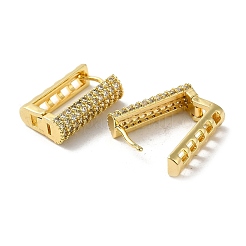 Orecchini a cerchio con micro pavé di zirconi cubici in ottone placcato a cremagliera&nbsp;KK-E084-40G