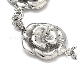 Armbänder aus Edelstahl mit Blumengliederkette für Damen&nbsp;LS-BJEW-A033-03P