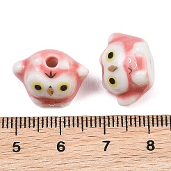 Lindas mini cuentas de porcelana pintadas a mano con forma de búho&nbsp;PORC-F014-01F